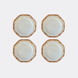Les-Ottomans Tableware - 'Bamboo' dinner plate, set of four in multicolor ceramic
