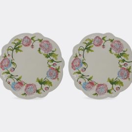 Les-Ottomans Tableware - 'Ortensie' presentation plate, set of two in multicolor ceramic