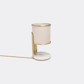 Marta Sala Éditions Lighting - 'LT2 Achille' table lamp in Mat brass Brass, marble