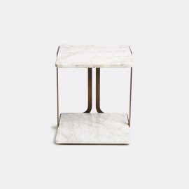 Marta Sala Éditions Tables And Consoles - 'T1 Harry' side table in bronze, white Marble