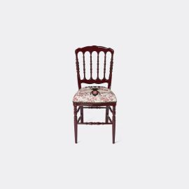 Gucci Seating - 'Francesina' chair, bordeaux in bordeaux Wood, Fabric, Embroidery