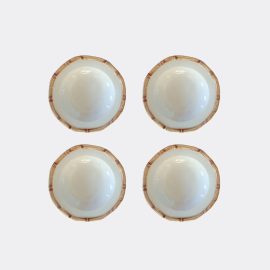 Les-Ottomans Tableware - 'Bamboo' soup plate, set of four in multicolor ceramic