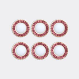 Missoni Tableware - 'Zig Zag Jarris' dessert plate, set of six, pink in Multicolour Porcelain Fine Bone China