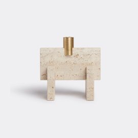 Aparentment Candlelight And Scents - 'Fit Candle-1' in Beige Travertino Marble & solid bras