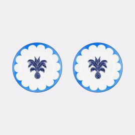 Aquazzura Casa Tableware - 'Jaipur' dessert plate, set of two, blue in BLUE PORCELAIN
