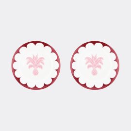 Aquazzura Casa Tableware - 'Jaipur' dessert plate, set of two, bordeaux and pink in multicolor PORCELAIN