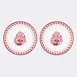 Aquazzura Casa Tableware - 'Jaipur' dinner plate, set of two, bordeaux and pink in multicolor PORCELAIN