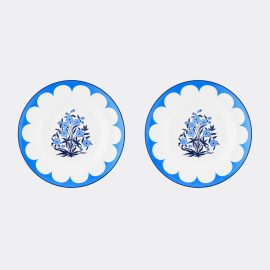 Aquazzura Casa Tableware - 'Jaipur' soup plate, set of two, blue in BLUE PORCELAIN