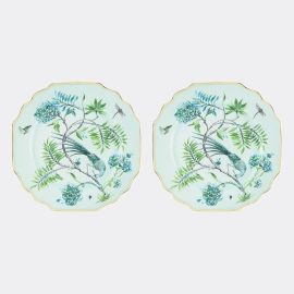 Aquazzura Casa Tableware - 'Secret Garden' dinner plate, set of two in green PORCELAIN