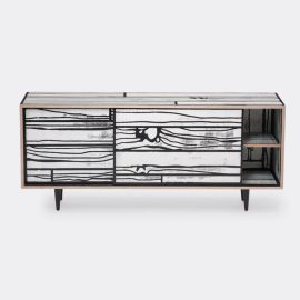 Established & Sons Room Organising - 'Wrongwoods' low cabinet, white and black in White, black Plywood, timber, paint, clear