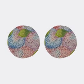 Les-Ottomans Tableware - 'Ortensie' dessert plate, set of two in multicolor ceramic