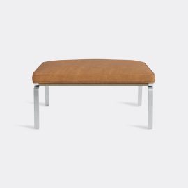 NORR11 Seating - 'The Man' ottoman, cognac in Cognac Stainless Steel - Upholstered,