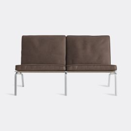 NORR11 Seating - 'The Man' two seat couch, dark brown in Dark Brown Stainless Steel - Upholstered,
