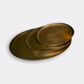 POLSPOTTEN Tableware - 'Platter' oval, set of three in Gold Metal
