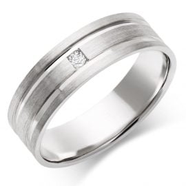 9ct White Gold Diamond Men's Wedding Ring