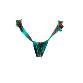 ABACAXI KEENI - Coco Paixão - Turquoise /Green Thong Style Bottom With Colorful Tropical Print