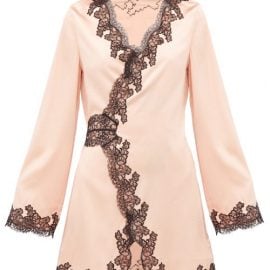 Agent Provocateur - Amelea Lace-trimmed Silk-blend Pyjama Top - Womens - Black Pink