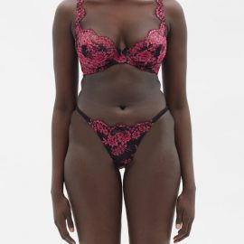 Agent Provocateur - Carline Embroidered-lace Balconette Bra - Womens - Pink Black