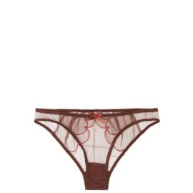 Agent Provocateur - Lorna Scallop-embroidered Mesh Briefs - Womens - Brown