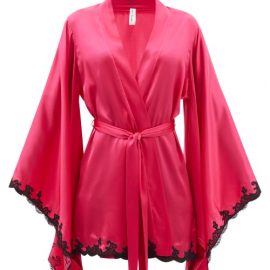 Agent Provocateur - Molly Lace-trimmed Satin Robe - Womens - Pink Multi