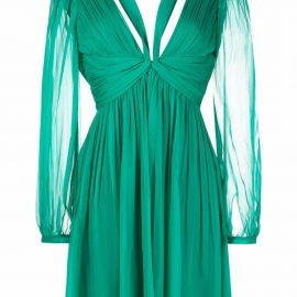 Alberta Ferretti V-neck silk mini dress - Green
