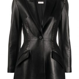 Alexander McQueen Stapled leather blazer - Black