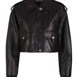 Alexander McQueen Woman Short Aviator Model Jacket In Black Leather