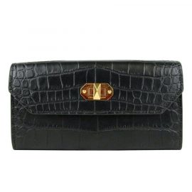 Alexander McQueen Women's Black Embossed Leather Continental Box Wallet 492594 - Atterley