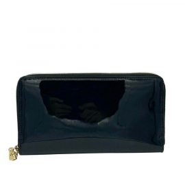Alexander McQueen Women's Dark Navy Patent Leather Zip Around Wallet 375282 DP00G 4910 - Atterley