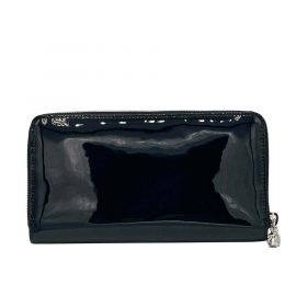 Alexander McQueen Women's Dark Navy Patent Leather Zip Around Wallet 375282 DP00I 4910 - Atterley