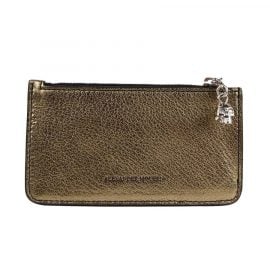 Alexander McQueen Women's Gold Metallic Grain Leather Card Wallet Holder 501022 7048 - Atterley