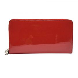 Alexander McQueen Women's Red Patent Leather Silver Skull Zip Around Wallet 375282 6226 - Atterley