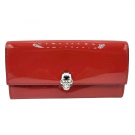 Alexander McQueen Women's Red Patent Leather Skull Continental Wallet 275330 6226 - Atterley