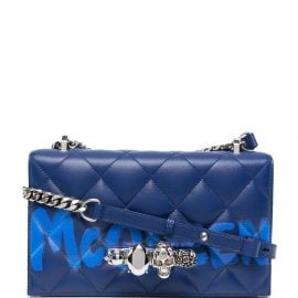 Alexander McQueen logo-print quilted leather satchel bag - Blue