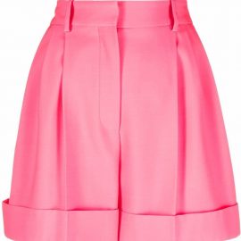 Alexander McQueen tailored rolled-cuff wool shorts - Pink