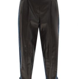 Alexander Mcqueen - High-rise Leather-panel Denim Trousers - Womens - Black Blue