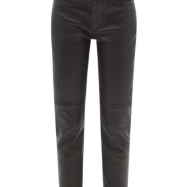 Alexander Mcqueen - Mid-rise Leather Slim-leg Trousers - Womens - Black