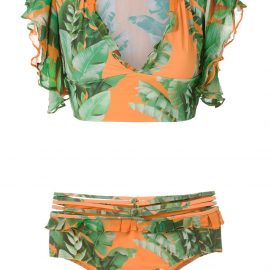 Amir Slama printed crop top bikini set - Green