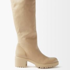 Aquazzura - August Leather Knee-high Boots - Womens - Beige