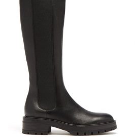 Aquazzura - Crosby Leather Knee-high Chelsea Boots - Womens - Black