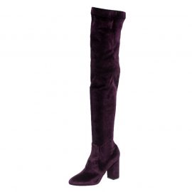 Aquazzura Purple Velvet So Me Knee High Boots Size 38.5