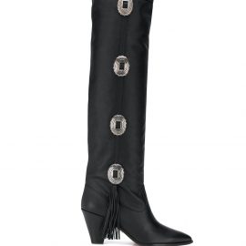 Aquazzura black Go West 70 knee-high studded leather boots