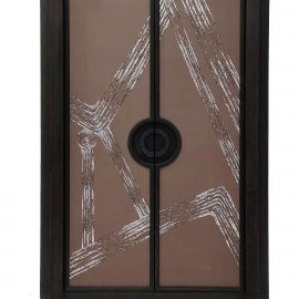 Art Deco Garden' Charcoal Oak Wood High Cabinet With De Gournay Covering