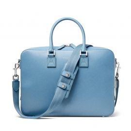 Aspinal of London® Small Mount Street Laptop Bag in Airforce Blue Saffiano