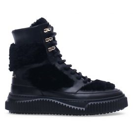 Ava Leather-Shearling Sneaker Booties