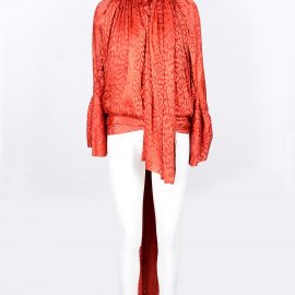 Balenciaga Red Viscose And Silk Asymmetric Womens Blouse