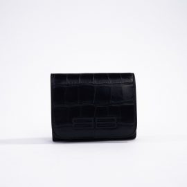 Balenciaga Women's Gossip Croc Black Wallet - Atterley