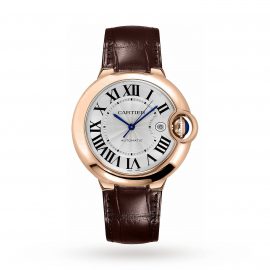 Ballon Bleu De Cartier Watch 42mm, Automatic Movement, Rose Gold, Leather