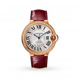 Ballon Bleu de Cartier watch, 36 mm, rose gold, diamonds, leather