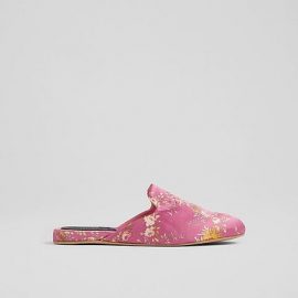 Becca Floral Print Pink Satin Slippers, Pink